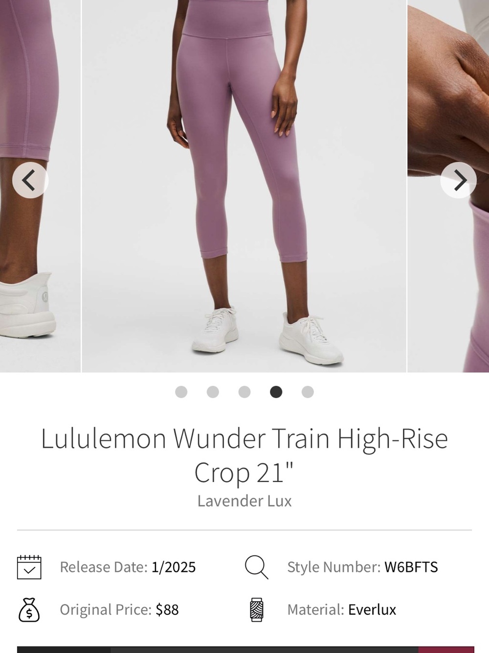 lululemon Wunder Train high rise crop 21 Lavender Lux - Picture 5 of 5